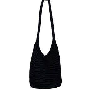 The Sak Crochet Hobo Bag in Black